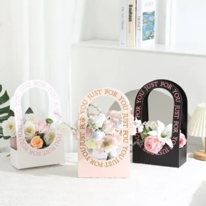 Fresh Flower Handbag Florist Flower Packaging Handheld Basket Foldable Bouquet Gift Bag