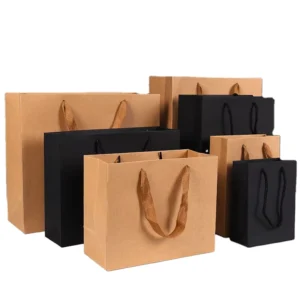Glossy Shopping Paper Gift Bags for Craft Packaging, Customized Printed