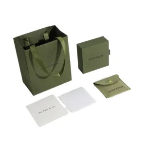 Green Recyclable Kraft Paper Bags For Jewelry And Watches, Custom Logo