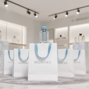 HONPAK Costom Sac En Carton Personalised Gift Bag White Boutique Retail Shopping Store Cardboard Bag with logo