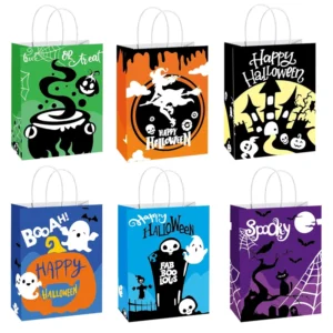 Halloween Gift Paper Bags for Birthday Parties, Shopping, and Jewelry