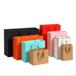 Handmade Kraft Paper Gift Bags with Recycled Materials in Blue Pink Black Red and White for Wallet Gift Wrap