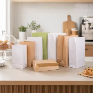 Heavy-Duty Recyclable Brown SOS Paper Bags for Supermarket Grocery and Snacks