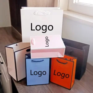 Jewelry Boutique Gift Packaging Paper Bags with Handles and Logo for Retail Clothing Packaging