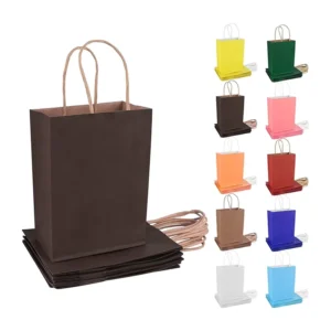 Kraft Gift Paper Bags with Handles for Birthday, Christmas, and Wedding
