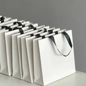 Kraft Paper Bag With Handle Custom Logo White For Clothing, Shoes, and Gift Packaging