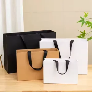 Kraft Paper Bag With Handle Recyclable Offset Printed for Business and Gifts