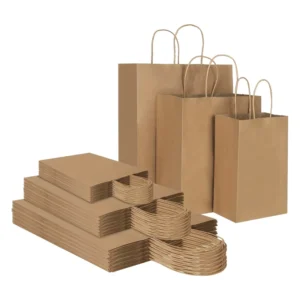 Kraft Paper Gift Bags With Handles Shopping Carry Craft Brown White Bag DIY Bag Party Festive Supplies