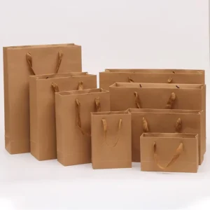 Kraft Paper Shopping Gift Bags with Handles and Printed Logo