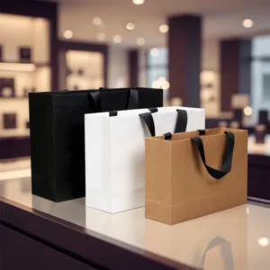 Kraft Paper Tote Bags with Twisted Rope Handles for Business and Exhibition Use, Customized Offset Printing