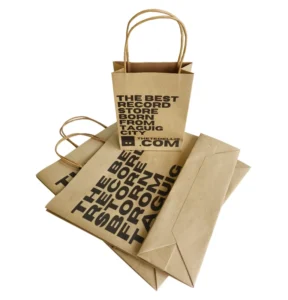 LH Factory Price Custom Logo Print Brown White Retail Food-Grade Kraft Shopping Paper Bag with Twisted Handle