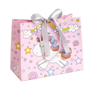 Laminated Reusable Biodegradable Paper Bag with Animal Design for Children’s Clothing, Crafts, Food, and Gifts