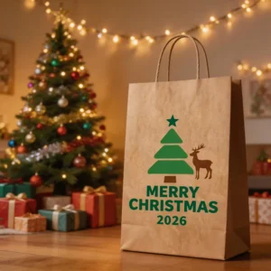 Large Christmas Kraft Paper Shopping Bag Heavy Duty Carrier Bag