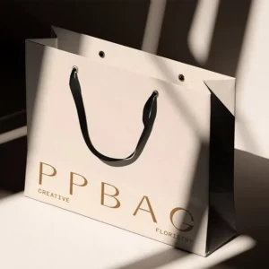 Large Soft-Touch White Paperboard Shopping Gift Bag with Folding Handles