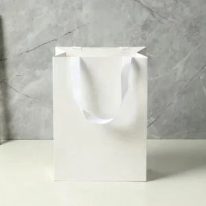 Luxury High End Clothing Shopping Paper Bags Custom Printed Logo Recyclable Exquisite Gift Bags with Ribbon Handles
