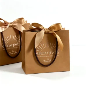 Luxury Matte Coated Paper Gift Bags with Ribbon Bow, Custom Logo for Jewelry Packaging