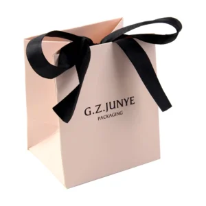 Luxury Shopping Gift Paper Bag Jewelry Custom Luxury Pink Paper Bag With Ribbon Handle