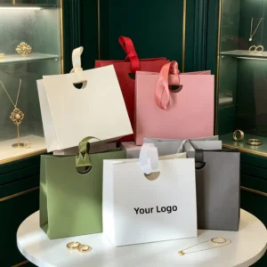 Matte Retail Bag With Ribbon Handle Custom Printed Shopping Packaging For Clothing Boutiques Small Orders