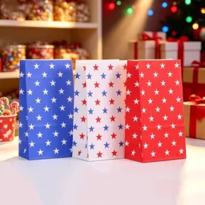 Paper Party Candy Treat Bags with Star Design and Custom Logo