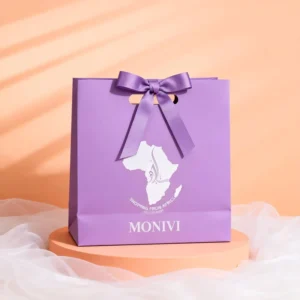 Personalized Die-Cut Handle Paper Gift Bag with Ribbon Bow for Jewelry Packaging