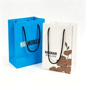 Personalized Printed Paper Shopping Bag with Custom Size Handles for Retail Gift Packaging