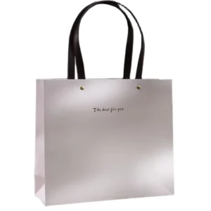 Personalized White Wedding Gift Bag with Ribbon Handle