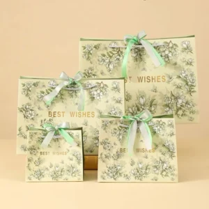 Printed Cardboard Clothing Gift Tote Bags with Bow Tie