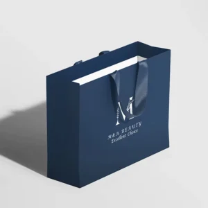 Printed Paper Shopping Gift Bags with Custom Logo, Black and White, Thick Paper, for Clothing Retail