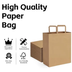 Promotion Customized Size Recycled Food Grade Kraft Brown Paper Bag With Twisted Handles