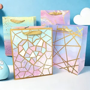 Purple Gradient Gilded Paper Gift Bag with Handheld Handle