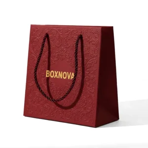 Recyclable Art Paperboard Tote Bags with Custom Embossed Logo and Thickened Handles for Cosmetics and Clothing Stores