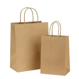 Recyclable Brown Kraft Paper Shopping Bags with Patch Handle Extra Large Tote and Widened Bottom for Umbrella Bedding and Gifts