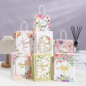 Recyclable Durable Eco-Friendly Biodegradable Lamination Thank You Carrying Shopping Packaging Classic Gift Handbag Drawstring