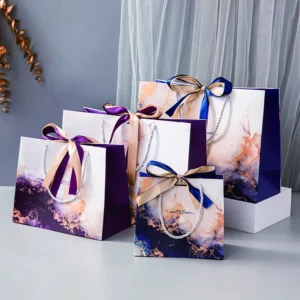 Recyclable Eco-Friendly Kraft Paper Makeup and Cosmetic Tote Gift Packaging Bags for Birthday Cakes