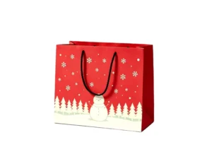 Recyclable Kraft Paper Christmas Gift Bag with Custom Logo Screen Printing Twisted Handles
