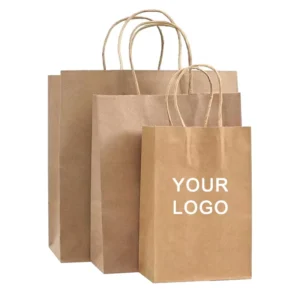 Recyclable Paper Bag Custom Printed White Brown Kraft Paper Handmade Shopping Bags Packaging With Handles For Food
