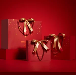 Recyclable Paper Gift Bags with Ribbon/Rope Handles for Valentine’s Day and Wedding Favors