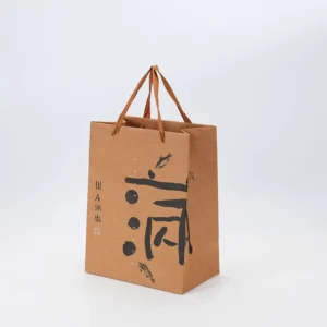 Recycled Kraft Paper Gift Shopping Bag with Ribbon and Lamination