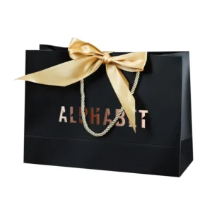 Recycled Retail Gift Paper Bags with Custom Print and Ribbon, Manufacturer