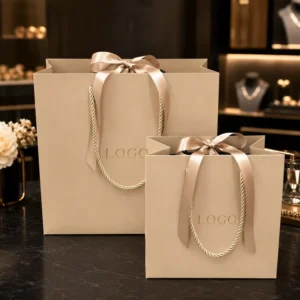 Reinforced Handle Textured Paper Jewelry Bags Offset Printing For Dentist Offices Or Clothing