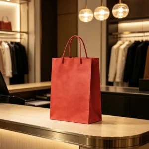 Reusable Durable Coated Paper Shopping Gift Bag with Custom Screen Printed Logo Twisted Handles for Clothing Packaging
