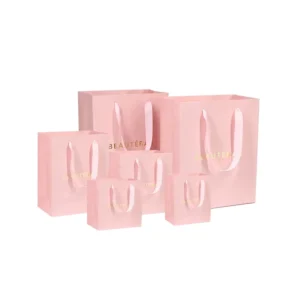 Reusable Handle Valentine’s Day Gift Bag, Custom Pink Paper Bags With Your Own Logo