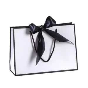 Ribbon Paper Gift Bags, Colorful Reusable Shopping Bags For Small Business