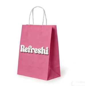 Small 120 g Pink Kraft Paper Cosmetic Lipstick Packaging Bags with Cotton Rope Handles