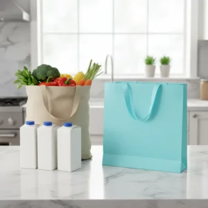 Small Recyclable Kraft Paper Gift Bags with Handles and Soft Matte Finish