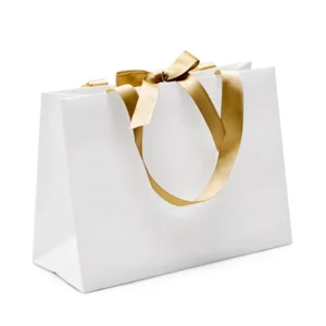 Small White Jewelry Gift Bag With Ribbon Handle For Clothing and Cosmetics Packaging