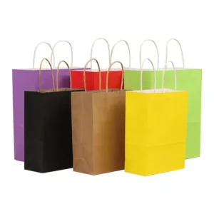 Solid Color Kraft Paper Gift Bag, Portable, Eco-Friendly, Biodegradable