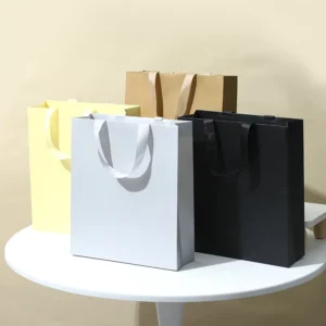 Solid-Color White Cardstock Gift Tote Bag, Thick Paper, Jewelry Box Packaging