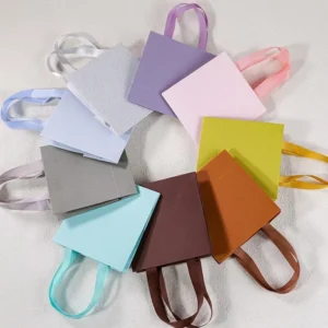 Specialty Paper Jewelry Gift Bag with Ribbon Handle Matching Gift Box Customizable Logo Printed