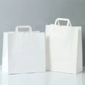 Square Bottom Take Away Kraft Paper Carrier Bags with Side Gusset for Gourmet Food Delivery Catering Packaging